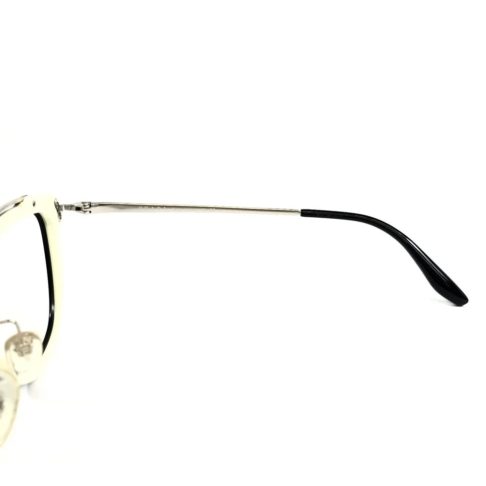 Prada Eyeglasses Frames VPR04V 4BK-1O1 Black White Silver Full Rim 53-18-140